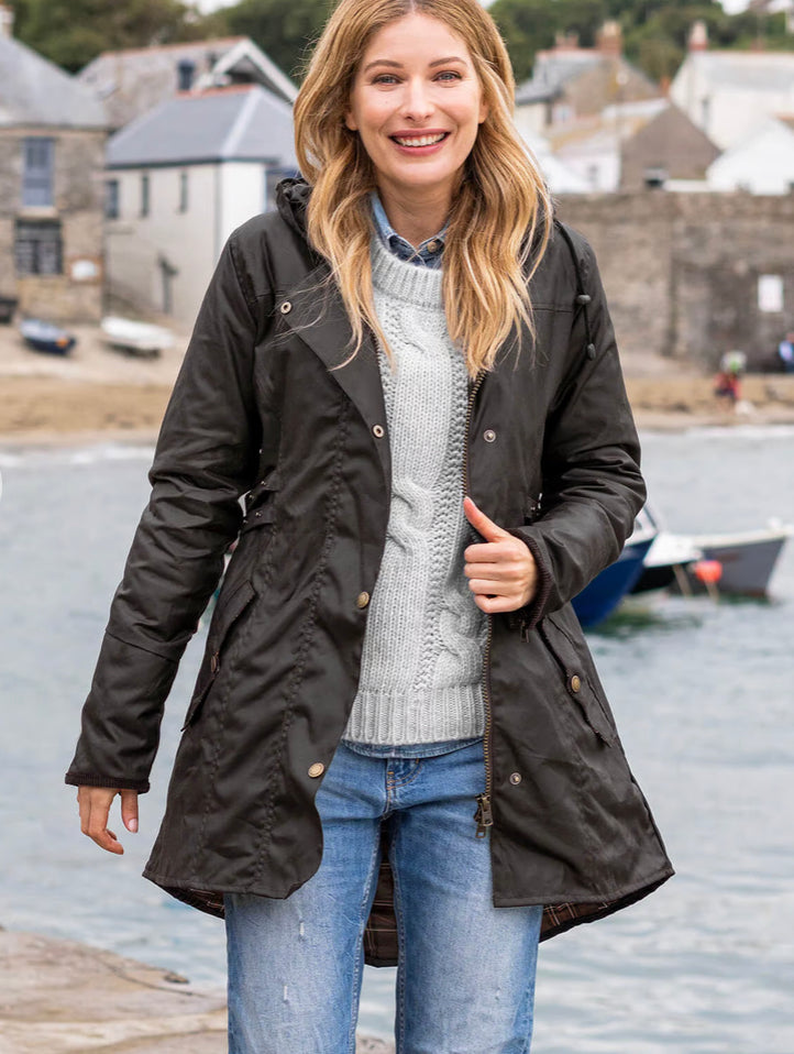 Women's Hooded Longline Katrina Wax Jacket