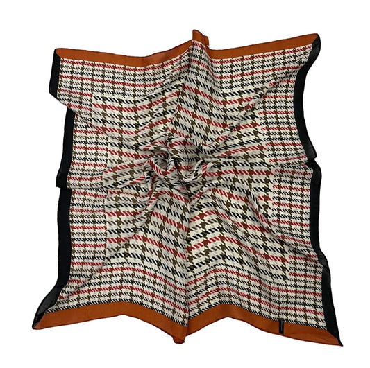 Silk Style Fashion Dogtooth Print Square Scarf