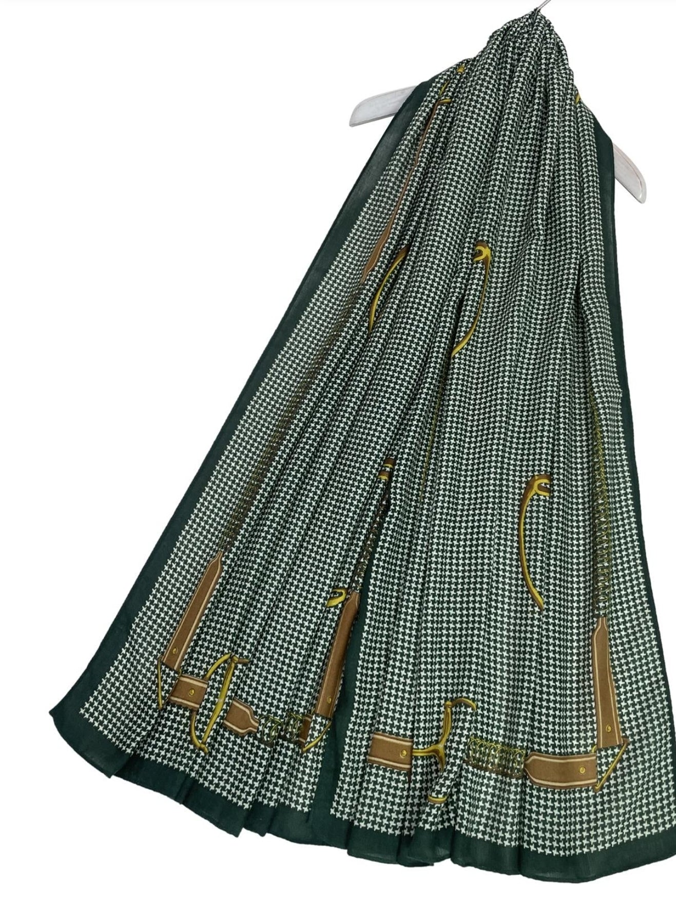 Houndstooth & Stirrup Belt Horse Print Scarf