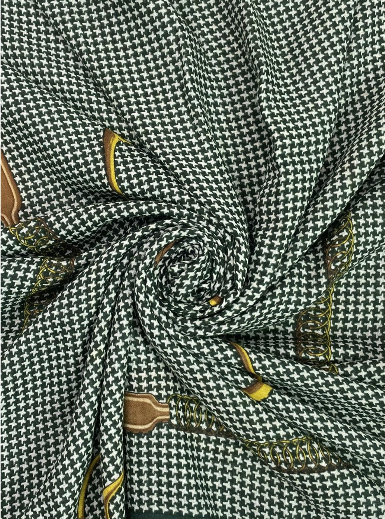 Houndstooth & Stirrup Belt Horse Print Scarf