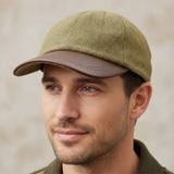 Men’s Tweed & Leather Baseball Cap – Adjustable Country Style Hat | Game