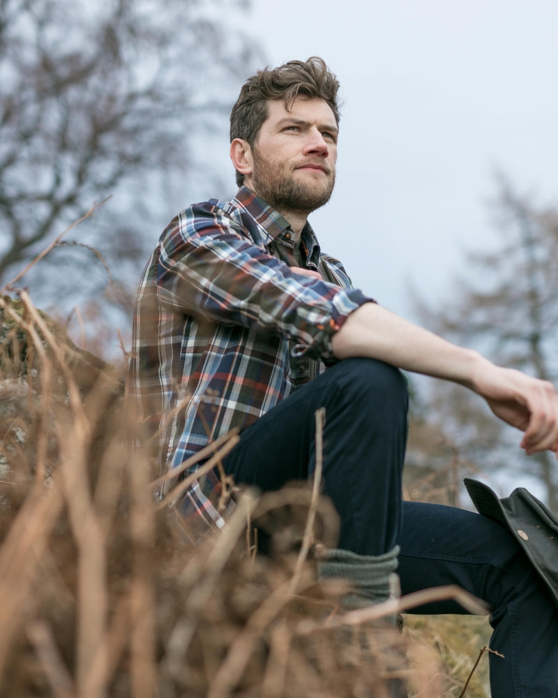 Pure Cotton Blue Plaid Shirt - Hoggs Of Fife