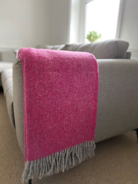 Large Pure Wool Fleck Throw Blanket - Orange and Grey