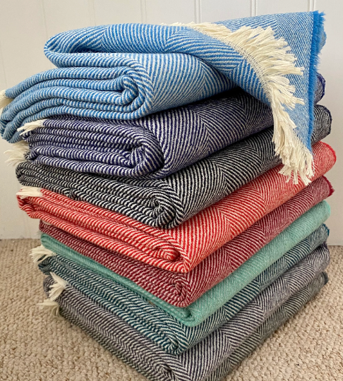 Recycled Wool Herringbone Blanket Throw