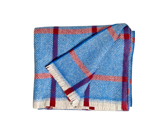 Check Recycled Woven Wool Throw Blanket