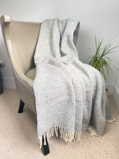 Pure Wool King Size Grey Throw Blanket
