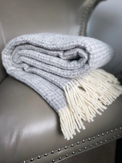 Pure Wool King Size Grey Throw Blanket