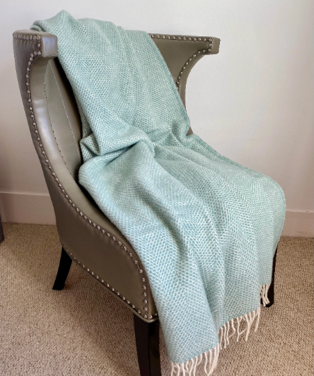 Pure Wool Pastel Sea Green Throw Blanket