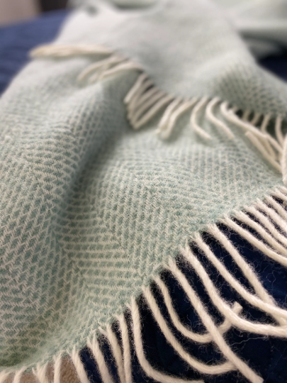 Pure Wool Pastel Sea Green Throw Blanket