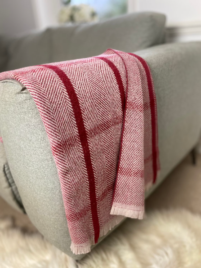 Check Recycled Woven Wool Throw Blanket