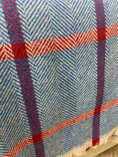 Check Recycled Woven Wool Throw Blanket