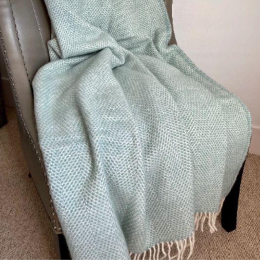 Pure Wool Pastel Sea Green Throw Blanket