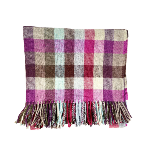 Large Block Coloured Pure Wool Throw Blanket