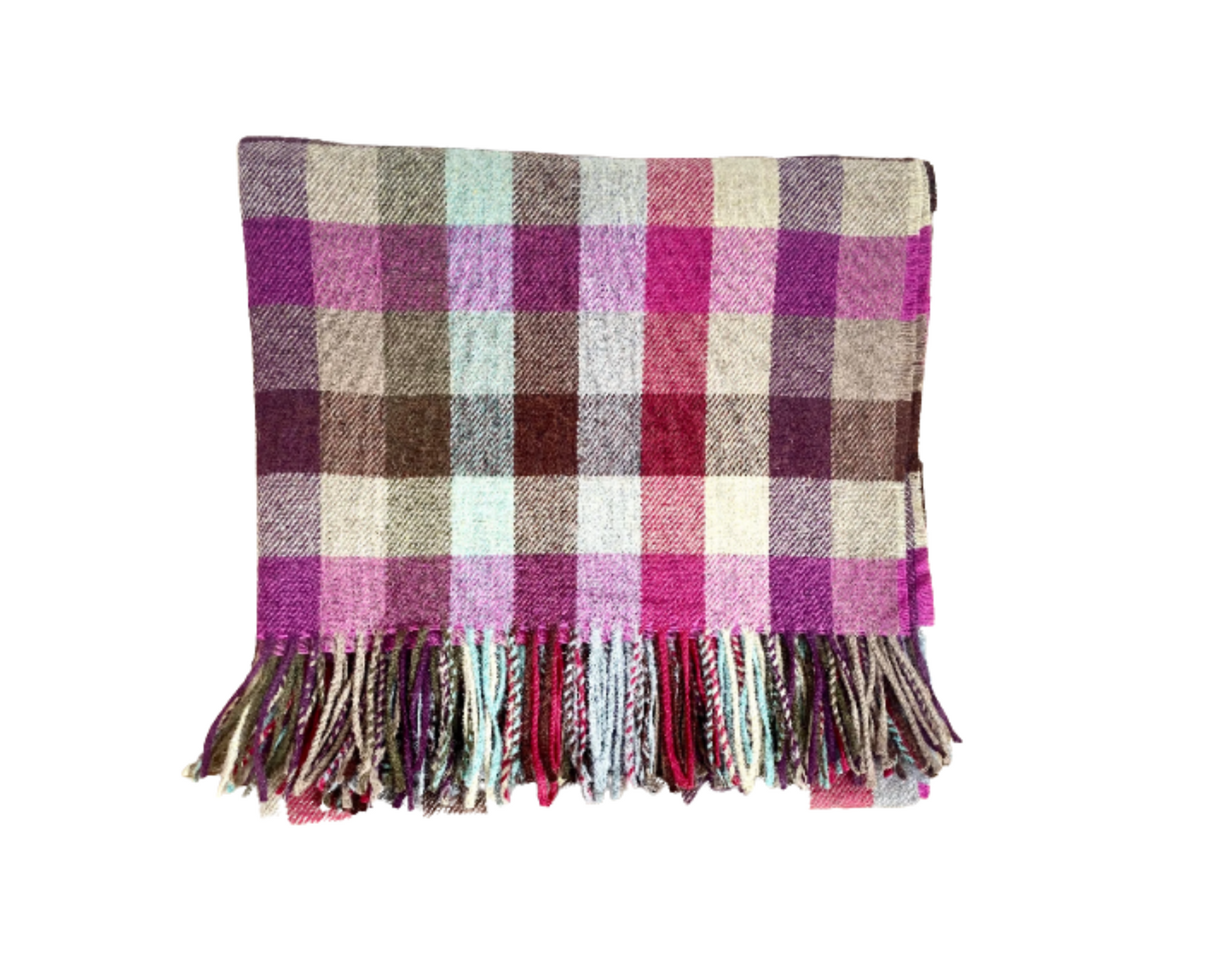 Large Block Coloured Pure Wool Throw Blanket