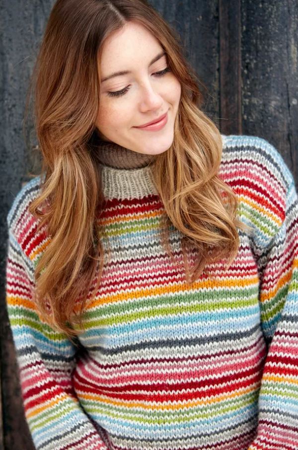 Hoxton Handknitted Wool Stripe Ladies Sweater
