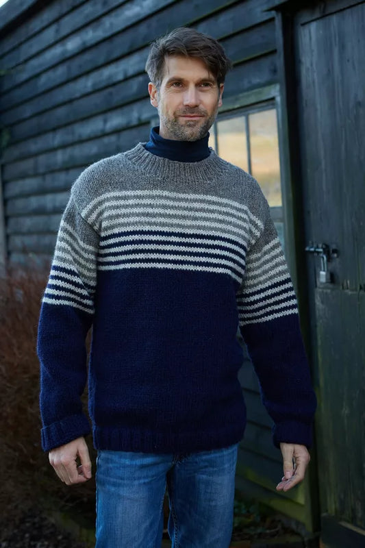 Handknitted Wool Sweater -  Blue