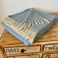 Large Blue Herringbone 100% Wool Throw Blanket