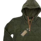 Men’s Olive 1/4 Zip Fleece Hoodie – Warm Outdoor Game Trail Pullover