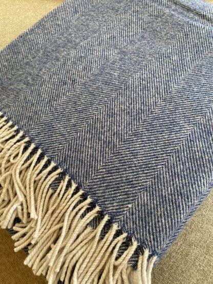 Large Merino Wool Herringbone Throw