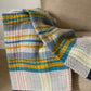 Recycled Wool Blue and Yellow check plaid Throw blanket