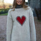 Sloppy Joe Hand knitted Pure Wool Heart Jumper