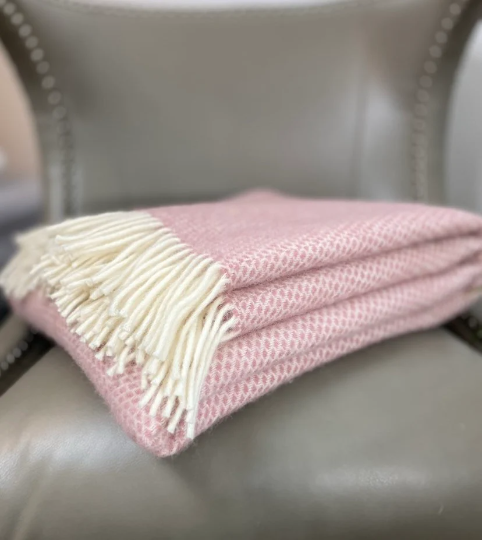Dusky Pink Large Wool Throw Blanket