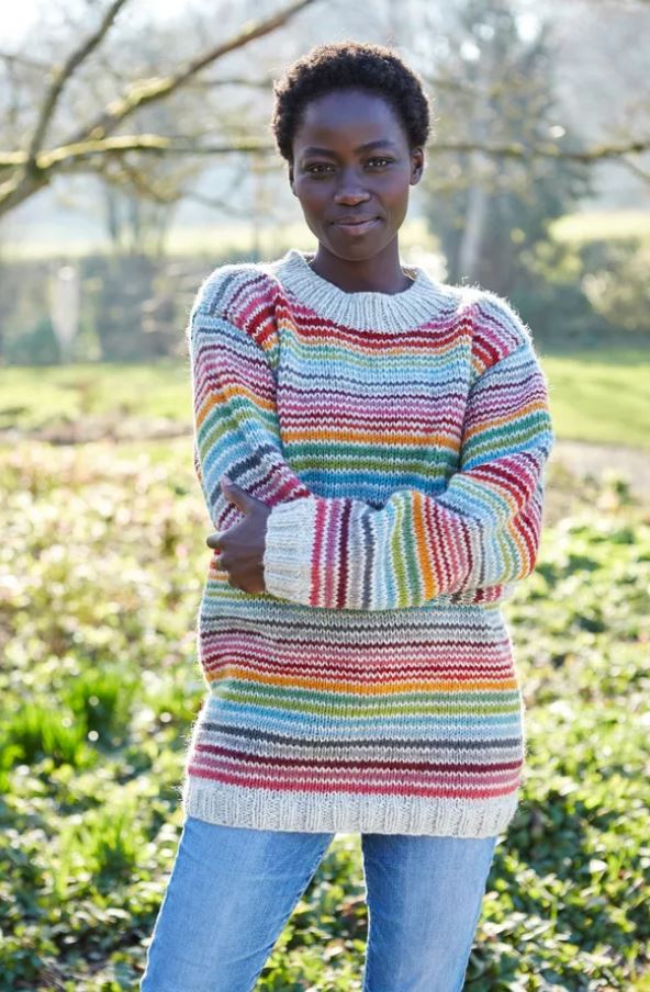 Hoxton Handknitted Wool Stripe Ladies Sweater
